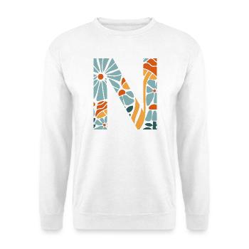 Lettre n fleurs groovy idée cadeau  - Sweat-shirt Unisexe - blanc - Devant