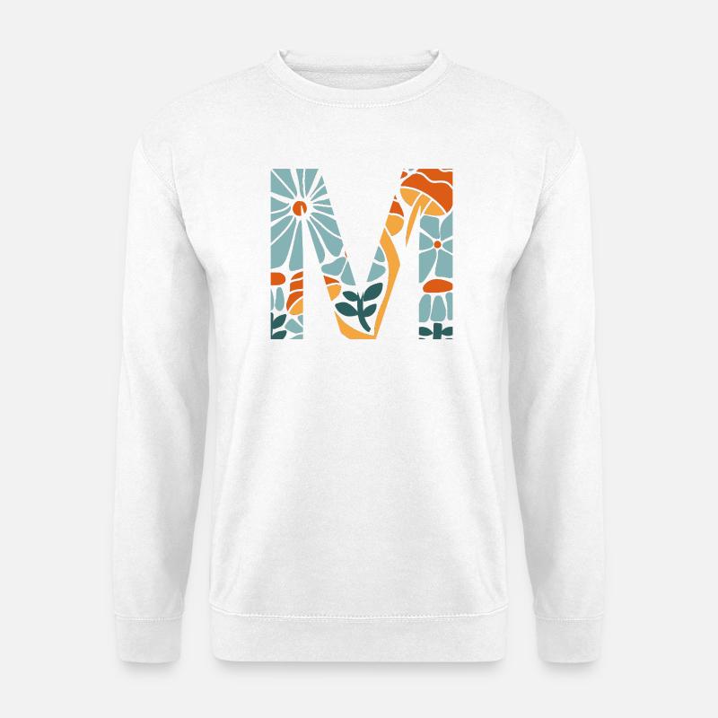 Letter m flowers groovy gift idea - Unisex Sweatshirt - white