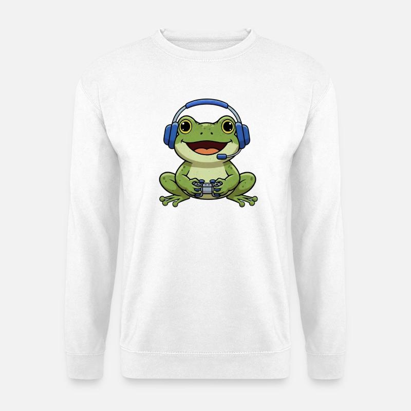 Frosch beim Gamen - Unisex Pullover - Weiß