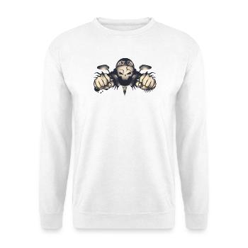Rebellious skull biker with retro helmet - Unisex Sweatshirt - white - Front