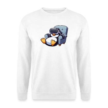 Pinguin Virtual Reality Gamer Zocker Chillen - Unisex Pullover - Weiß - Vorne
