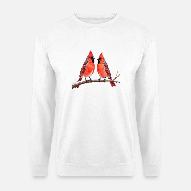 Twin Cardinals im Winter - Unisex Pullover - Weiß