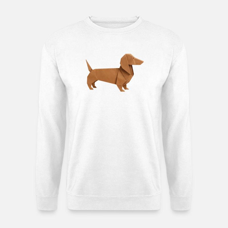 Origami Dackel Edelbraun - Unisex Pullover - Weiß