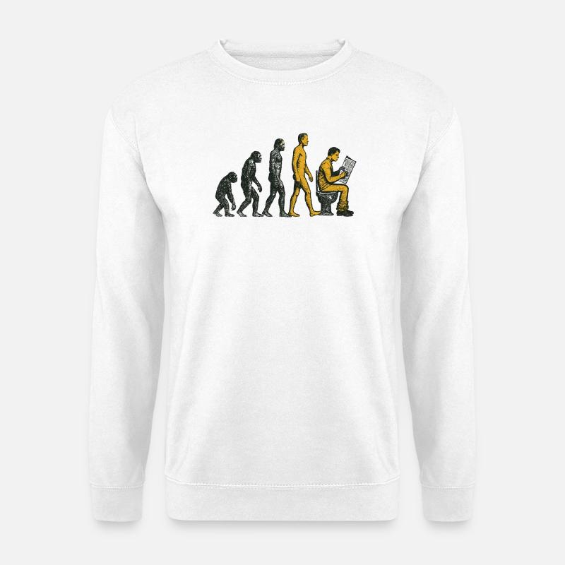 Evolution zum Klo-Mann Grunge Lustig - Unisex Pullover - Weiß
