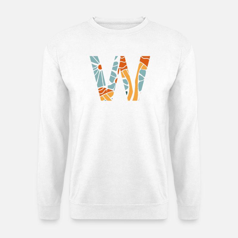 Buchstabe w groovy Blumen Geschenkidee - Unisex Pullover - Weiß