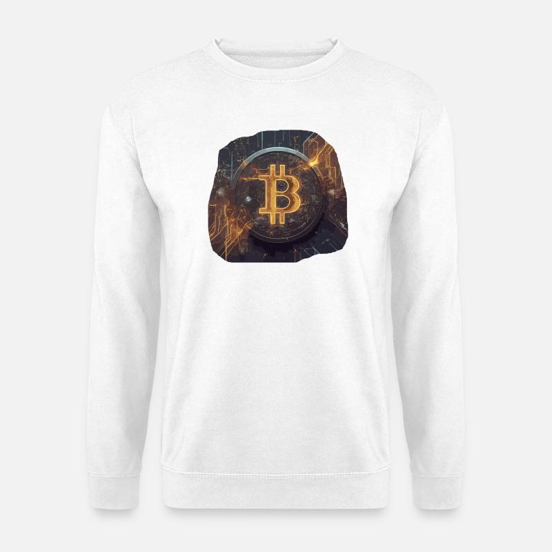 Glowing Bitcoin Artwork Crypto - Unisex Sweatshirt - white
