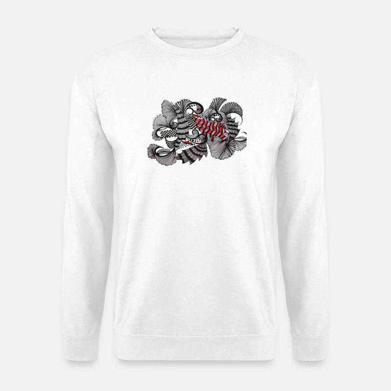 Black White Red Pattern - Unisex Sweatshirt - white