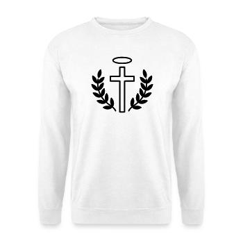 Christian Cross with Halo & Laurel - Unisex Sweatshirt - white - Front