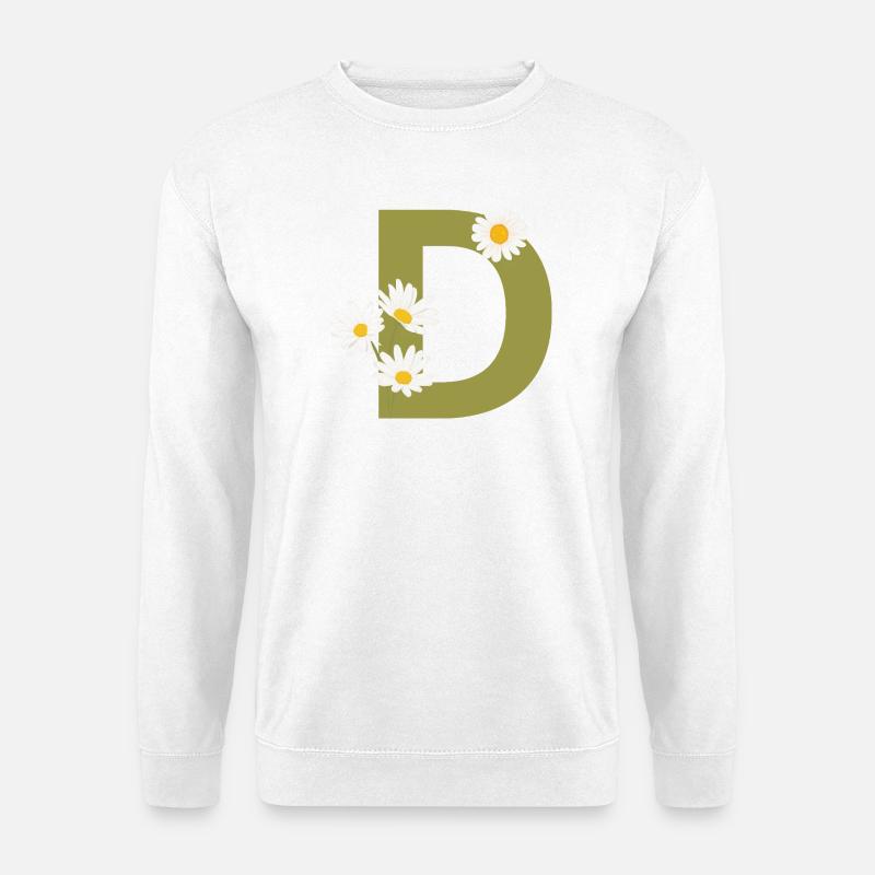 Buchstabe d Grüne Gänseblümchen - Unisex Pullover - Weiß