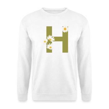 Buchstabe h grüne Gänseblümchen - Unisex Pullover - Weiß - Vorne