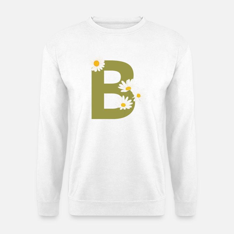 Buchstabe b grüne Gänseblümchen - Unisex Pullover - Weiß