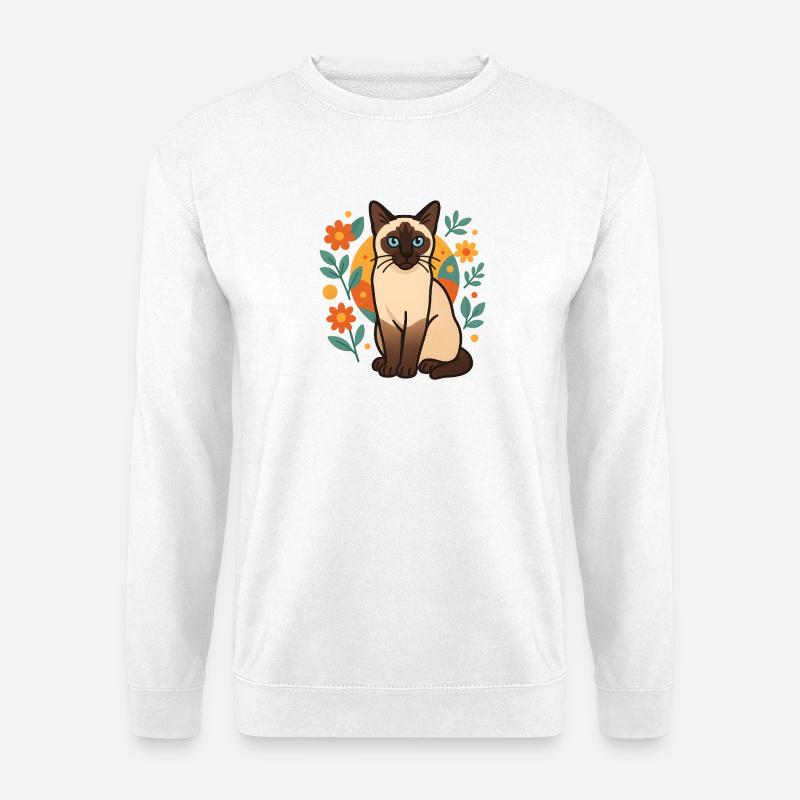 Siamkatze Blume Designs - Unisex Pullover - Weiß