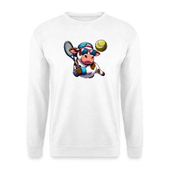 Coole Tennis Kuh Mit Schläger Und Ball - Unisex Pullover - Weiß - Vorne