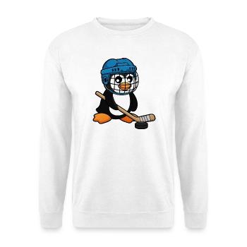 Lustiger Pinguin Hockey Spieler Comic Eishockey - Unisex Pullover - Weiß - Vorne