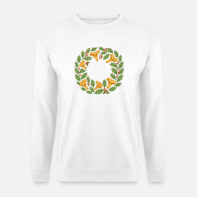 Kranz aus Stechpalmen und Pfifferlingen - Unisex Pullover - Weiß