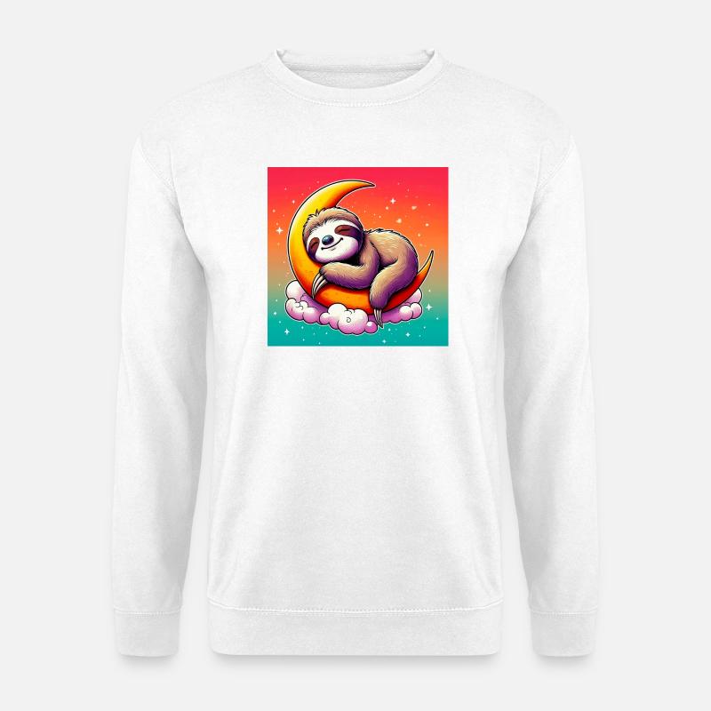 Faultier schläft auf dem Mond - Unisex Pullover - Weiß