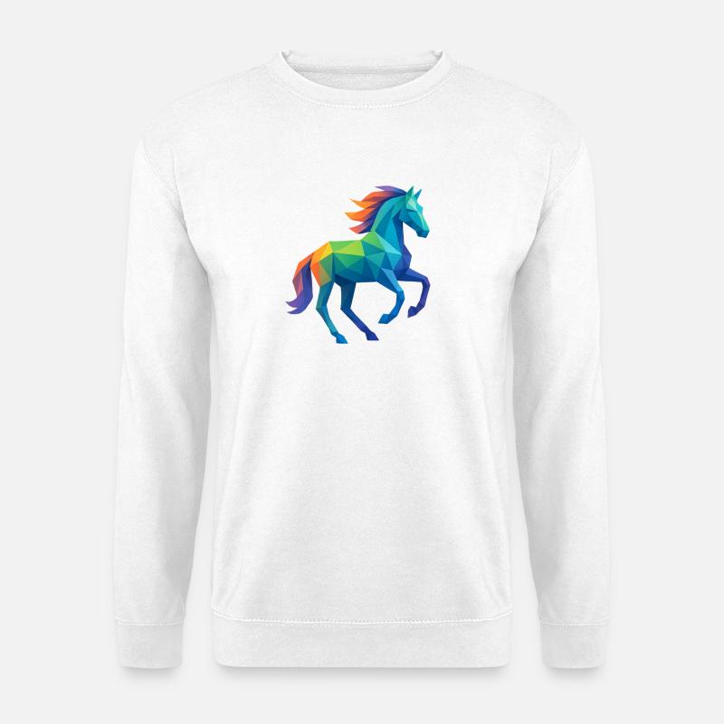 Buntes Low-Poly Pferd - Reiten - Unisex Pullover - Weiß