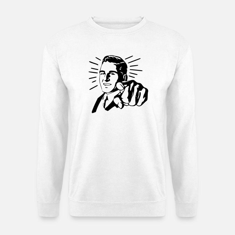 Zeigender Mann - Unisex Pullover - Weiß