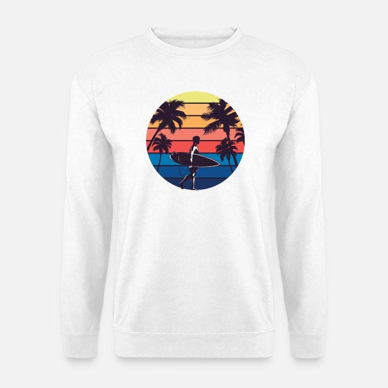 Sonnenuntergang Surfer Silhouette - Unisex Pullover - Weiß
