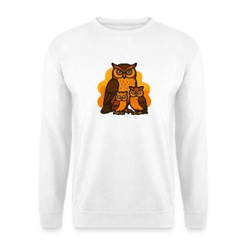 Eule mit seiner Familie - Unisex Pullover - Weiß - Vorne
