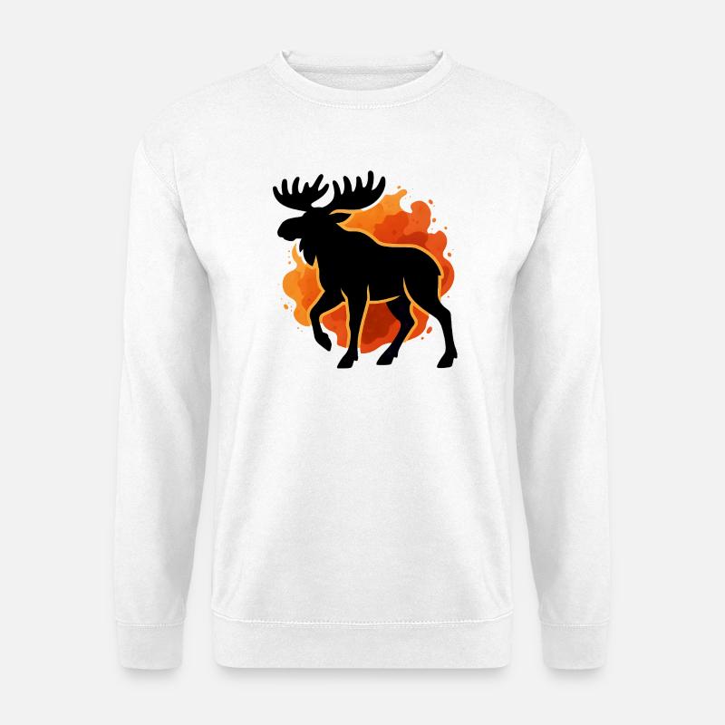 Flaming moose silhouette - Unisex Sweatshirt - white