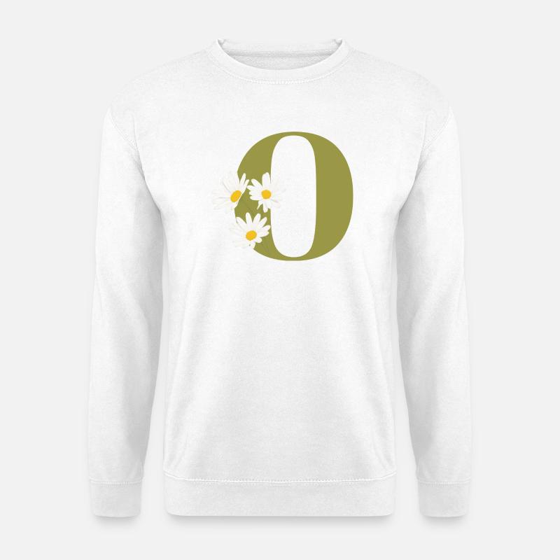 Buchstabe o Grüne Gänseblümchen - Unisex Pullover - Weiß