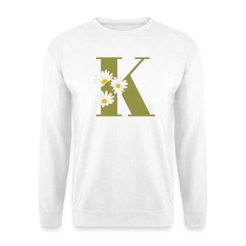 Buchstabe k grüne Gänseblümchen - Unisex Pullover - Weiß - Vorne