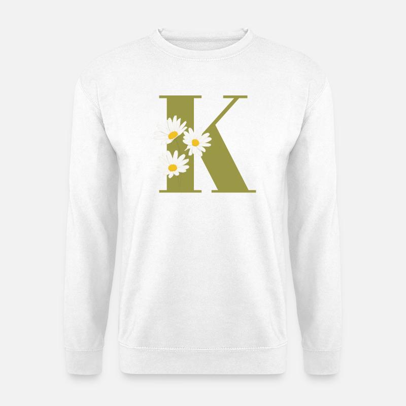 Buchstabe k grüne Gänseblümchen - Unisex Pullover - Weiß