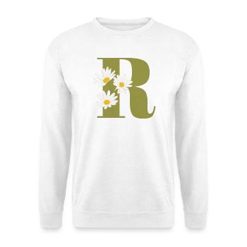 Lettre r vert marguerites - Sweat-shirt Unisexe - blanc - Devant