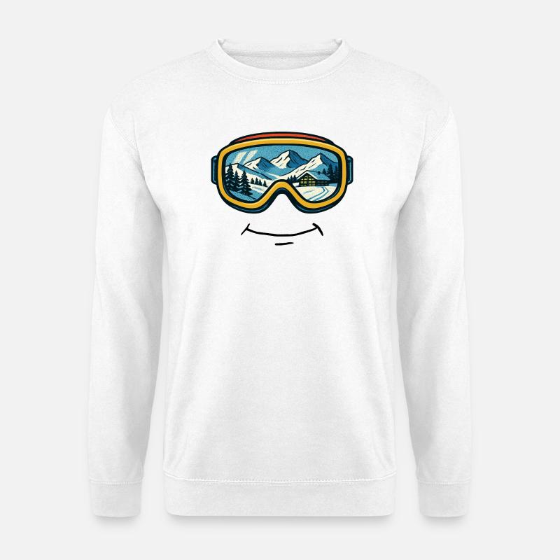 Ski Skifahren Skiurlaub Skibrille mit Grinsen - Unisex Pullover - Weiß