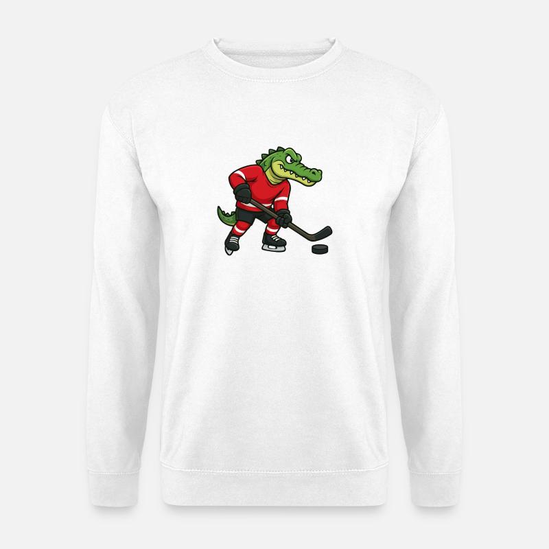 Krokodil Eishockeyheld - Unisex Sweatshirt - white