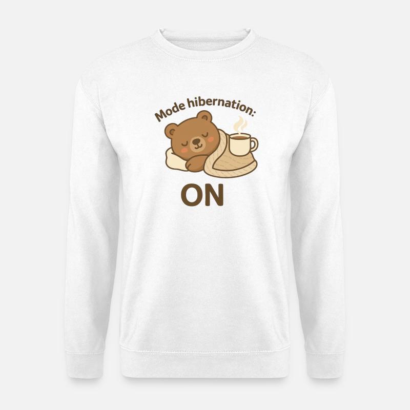 Winterschlafmodus: AN – Gemütlicher Winterbär - Unisex Pullover - Weiß