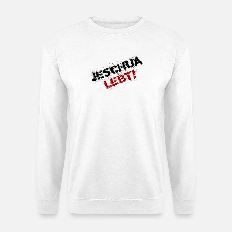 Jeschua lebt schwarz-rot - Unisex Pullover - Weiß