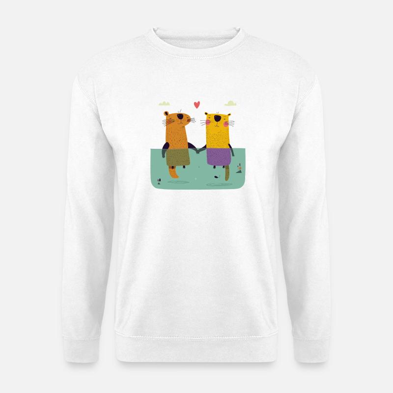 Zwei verliebte Otter - Unisex Pullover - Weiß