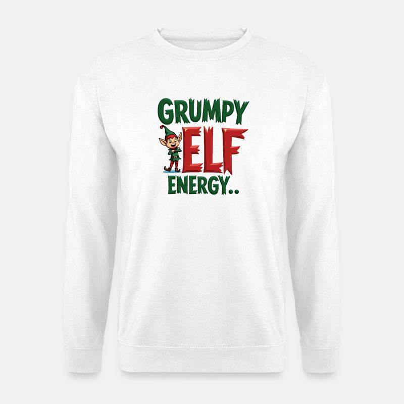 Grumpy Elf Energy Mürrischer Wichtel - Unisex Pullover - Weiß