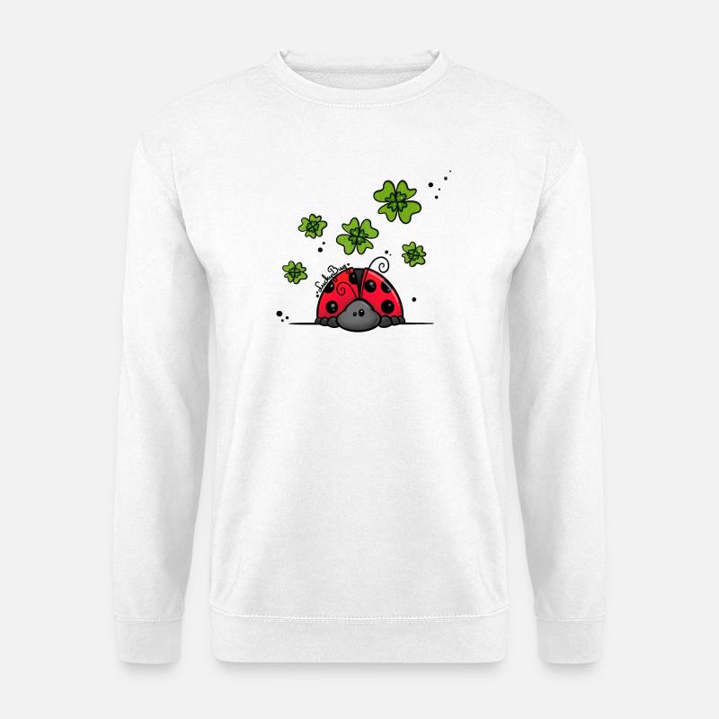 Ladybug with lucky clover - Unisex Sweatshirt - white
