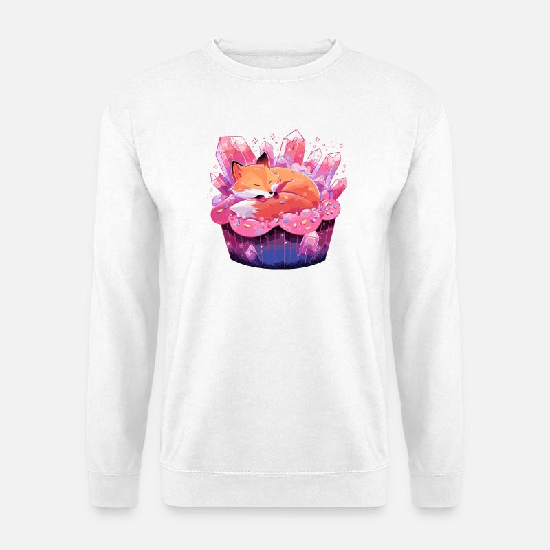 Schlafender Fuchs im Kristallkuchen - Unisex Pullover - Weiß
