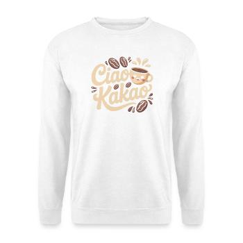 Ciao Kakao Heiße Schokolade Hot Chocolate Tschüss - Unisex Pullover - Weiß - Vorne - Alina (178cm) & Michal (187cm)