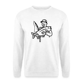 Angeln-stolzer-angler-grosser-fang-1 - Unisex Pullover - Weiß - Vorne