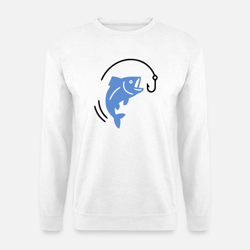 Pêche au poisson sur hameçon logo - Sweat-shirt Unisexe - blanc