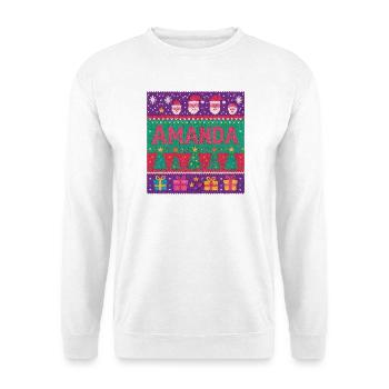 Festlicher Name Amanda Hässlicher Weihnachtsstil, Weihnachten - Unisex Pullover - Weiß - Vorne