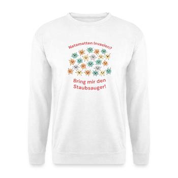 Natomotten (Flusen) Invasion – Staubsauger Humor - Unisex Pullover - Weiß - Vorne