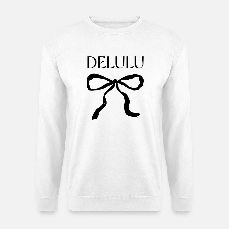 Delulu Spruch mit Schleife - Unisex Pullover - Weiß