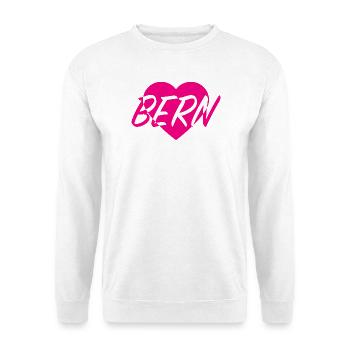 I LOVE BERN Herzmuster - Unisex Pullover - Weiß - Vorne - Alina (178cm) & Michal (187cm)