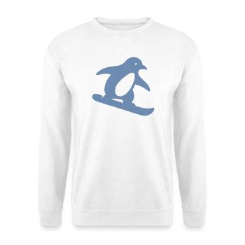 Minimalistischer Pinguin Snowboard Winterurlaub - Unisex Pullover - Weiß - Vorne