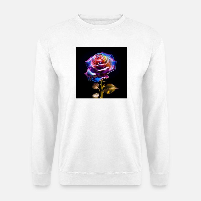 Metallisch Regenbogenrose - Unisex Pullover - Weiß