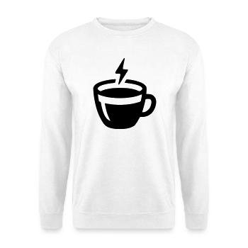 Energie-Kick: Kaffee-Tasse mit Blitz-Symbol - Unisex Pullover - Weiß - Vorne