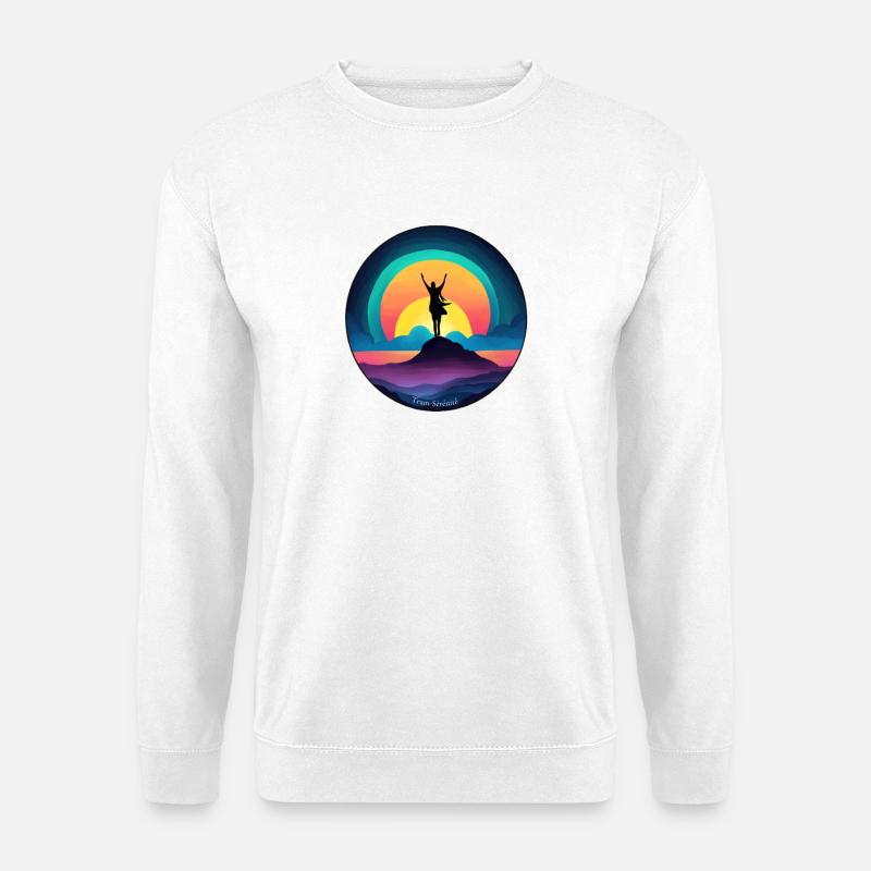 Gelassenheit bei Sonnenaufgang - Unisex Pullover - Weiß