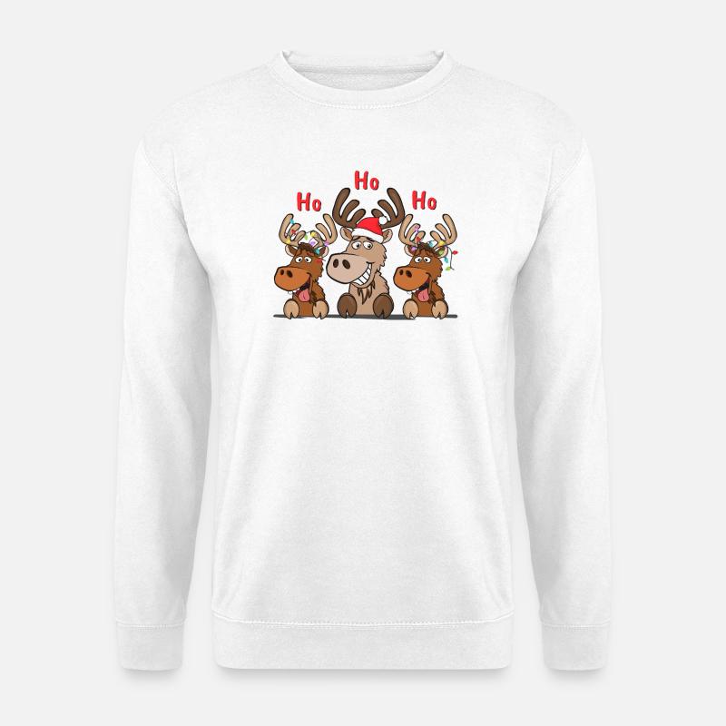 Coole Rentiere Trio Ho Ho Ho Weihnachten - Unisex Pullover - Weiß
