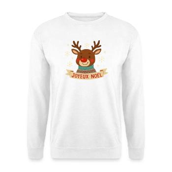 Renne Noël au visage souriant - Sweat-shirt Unisexe - blanc - Devant